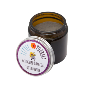 Activated charcoal tooth powder 80g in amber glass jar